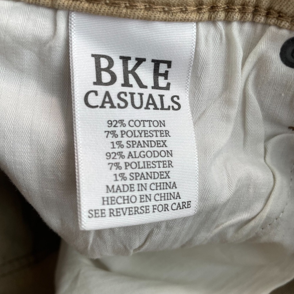 BKE Jake Straight Stretch Pants Men 28Rx32 Beige Bauer 3 Custom Fade Embroidered - Picture 10 of 11